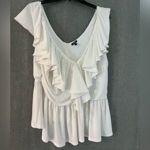 Express White Ruffle Blouse